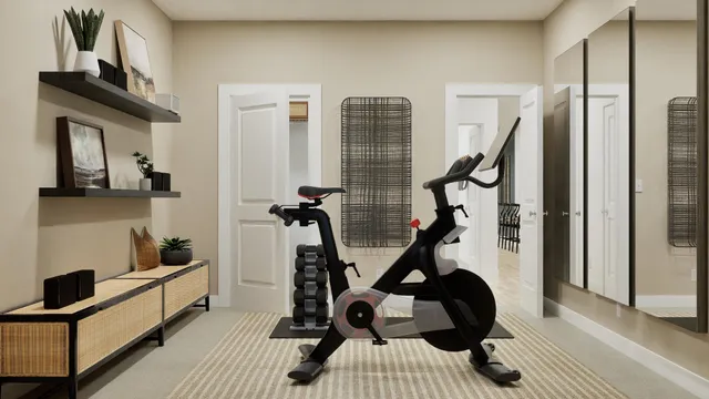 a view of a room with gym equipment
