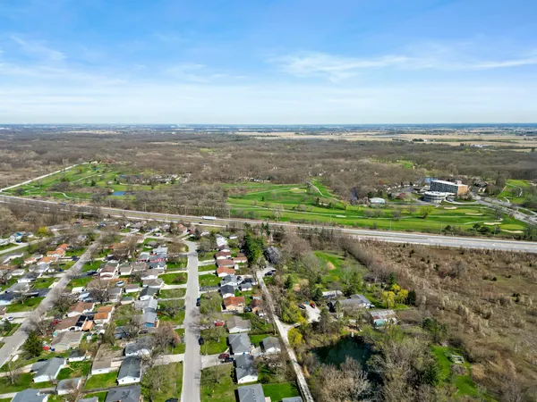 a view of an ocean and a yard