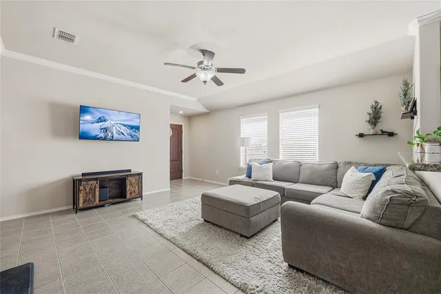 a living room with furniture