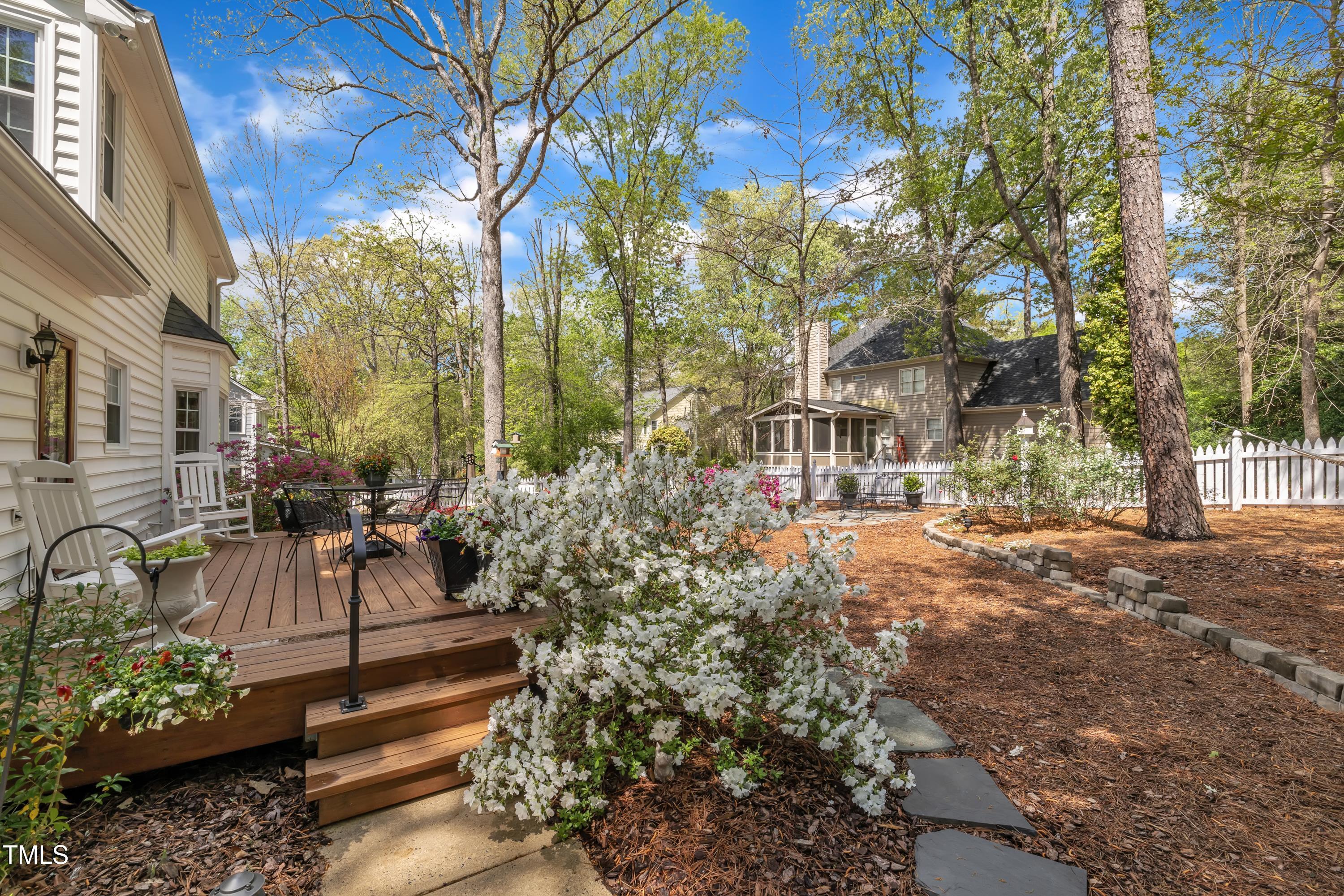 1100 Queensbury Circle Durham, NC 27713 - Photo 33 of 35 a view of a patio with table and chairs and potted plants