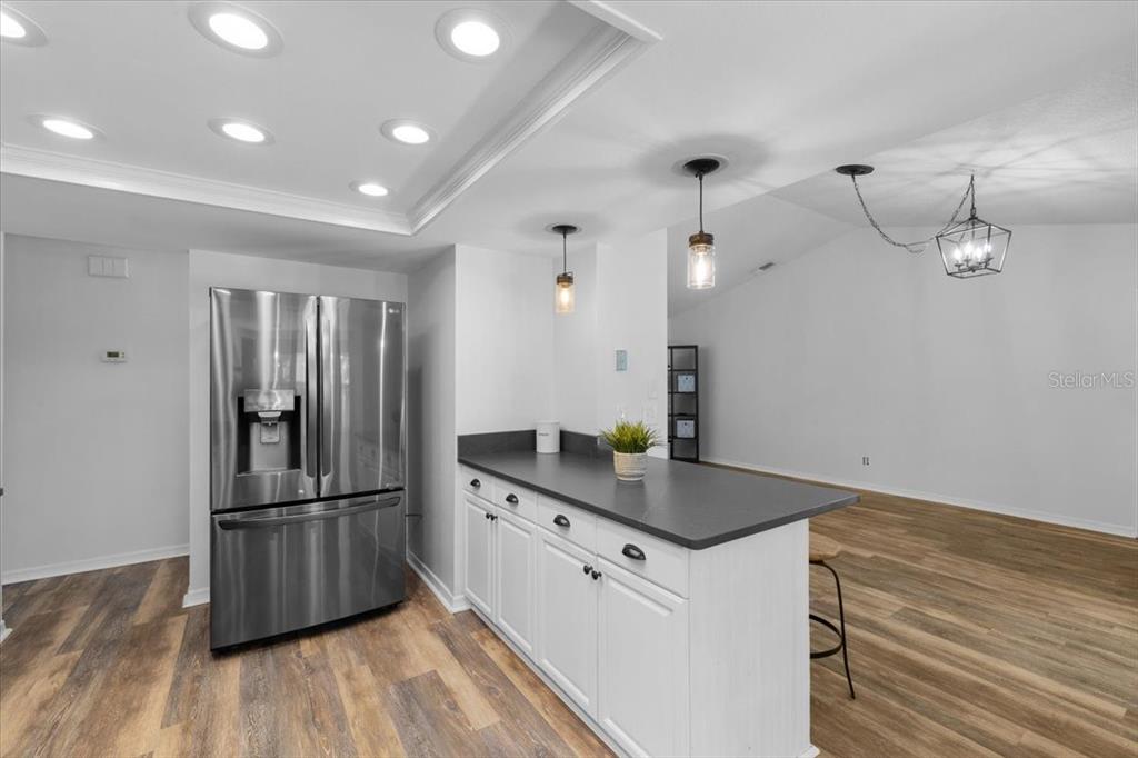 4498 Plumosa Street Spring Hill, FL 34607 - Photo 7 of 24 a kitchen with granite countertop a refrigerator and a sink