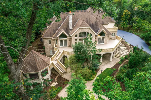an aerial view of a house