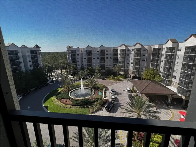 a view of a balcony with city view