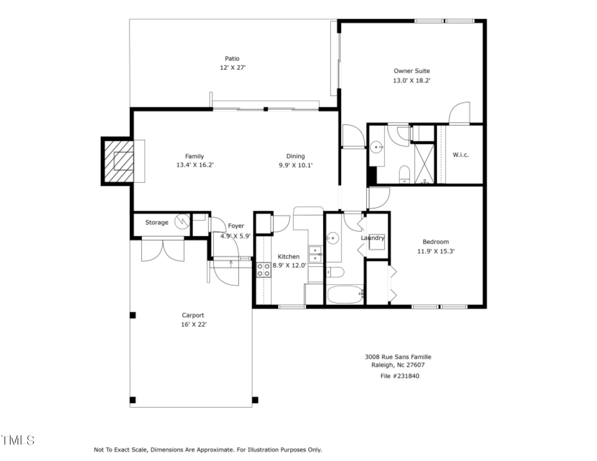 3008 Rue Sans Famille Raleigh, NC 27607 - Photo 21 of 21 a picture of a floor plan