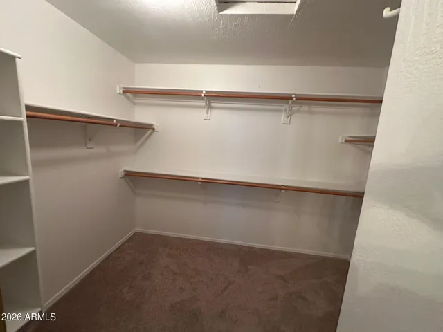 a view of an empty walk in closet