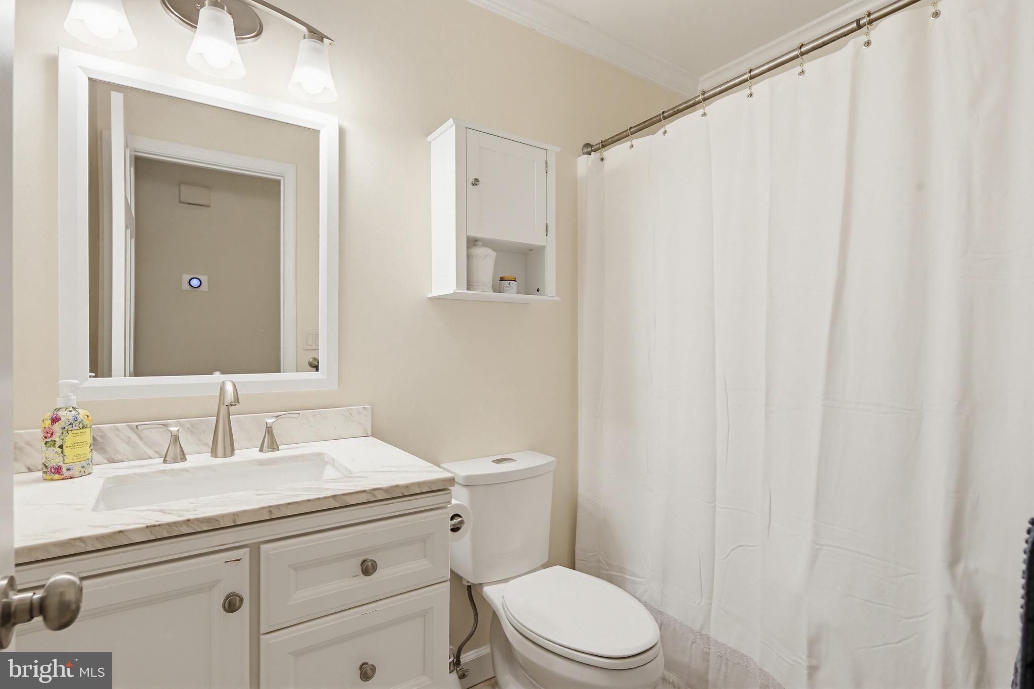 3229 Beards Point Road Davidsonville, MD 21035 - Photo 21 of 69 a bathroom with a granite countertop sink toilet and a mirror