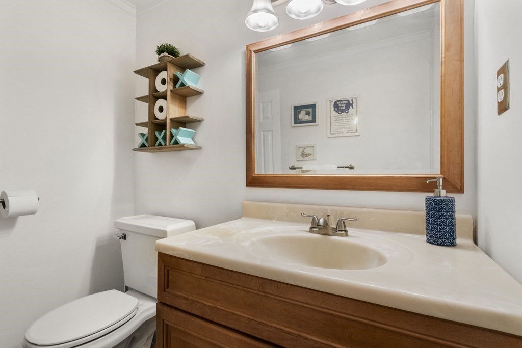 99 Graymore Road Waltham, MA 02451 - Photo 16 of 38 a bathroom with a sink mirror and toilet