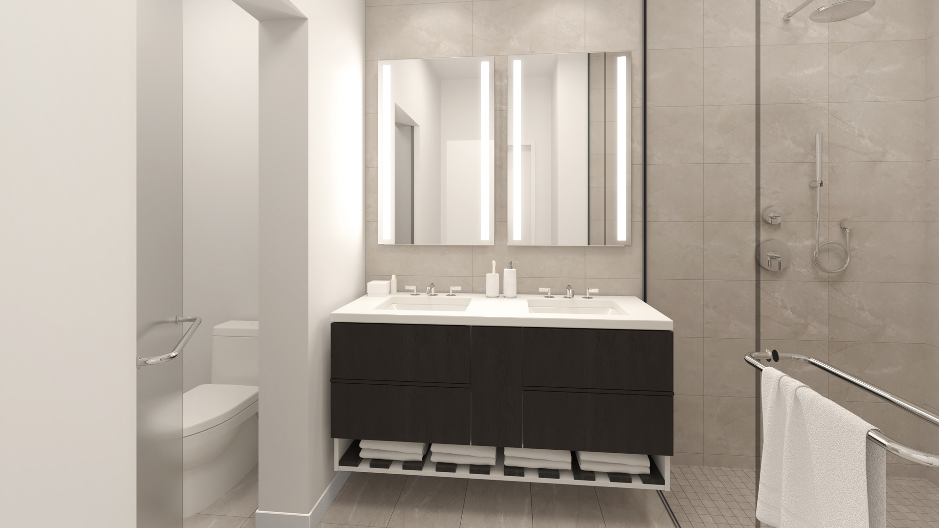 1400 West Monroe Street, Unit 7E Chicago, IL 60607 - Photo 13 of 17 a bathroom with a sink toilet and shower