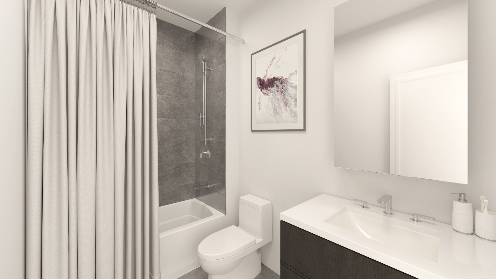 1400 West Monroe Street, Unit 7E Chicago, IL 60607 - Photo 15 of 17 a bathroom with a sink toilet and shower