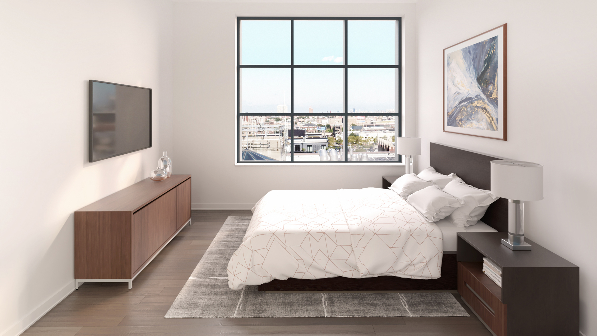 1400 West Monroe Street, Unit 7E Chicago, IL 60607 - Photo 16 of 17 a bed sitting in a bedroom next to a window