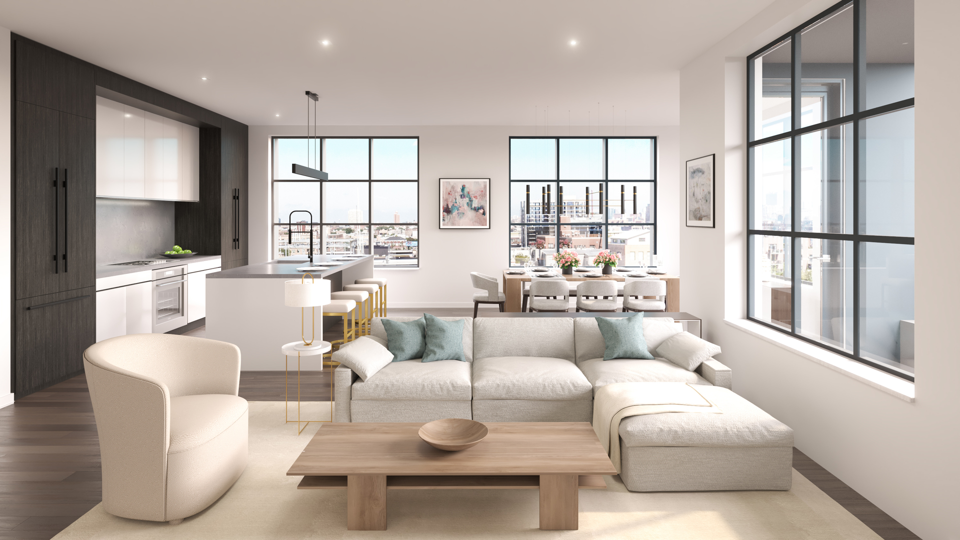 1400 West Monroe Street, Unit 7E Chicago, IL 60607 - Photo 8 of 17 a living room with furniture and a large window