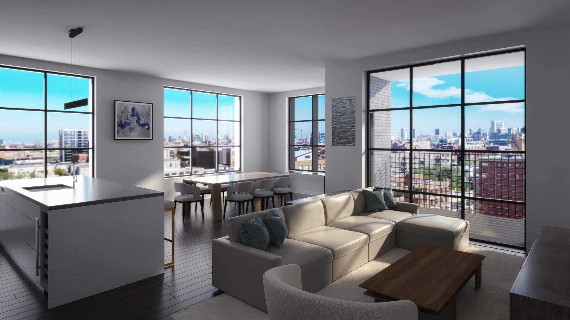 1400 West Monroe Street, Unit 7E Chicago, IL 60607 - Photo 9 of 17 a living room with furniture and a window