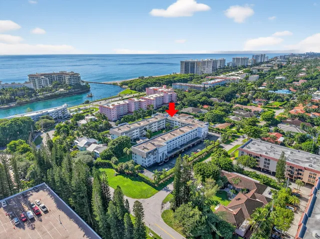 an aerial view of a house with a garden