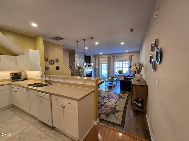 a view of a kitchen counter top space