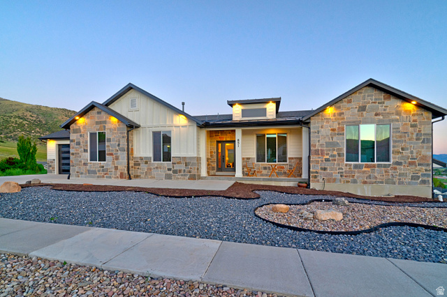 851 Grandview Drive Morgan, UT 84050 - Photo 59 of 68 Modern ranch-style home featuring a stone and board-and-batten exterior