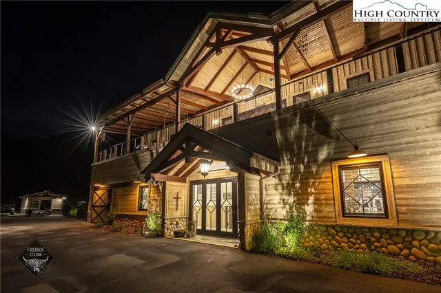 a view of a building with a door