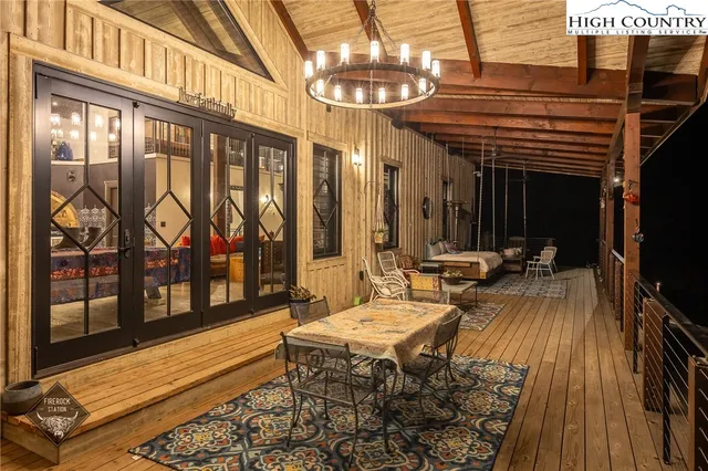 a outdoor space with lots of furniture and a bathtub