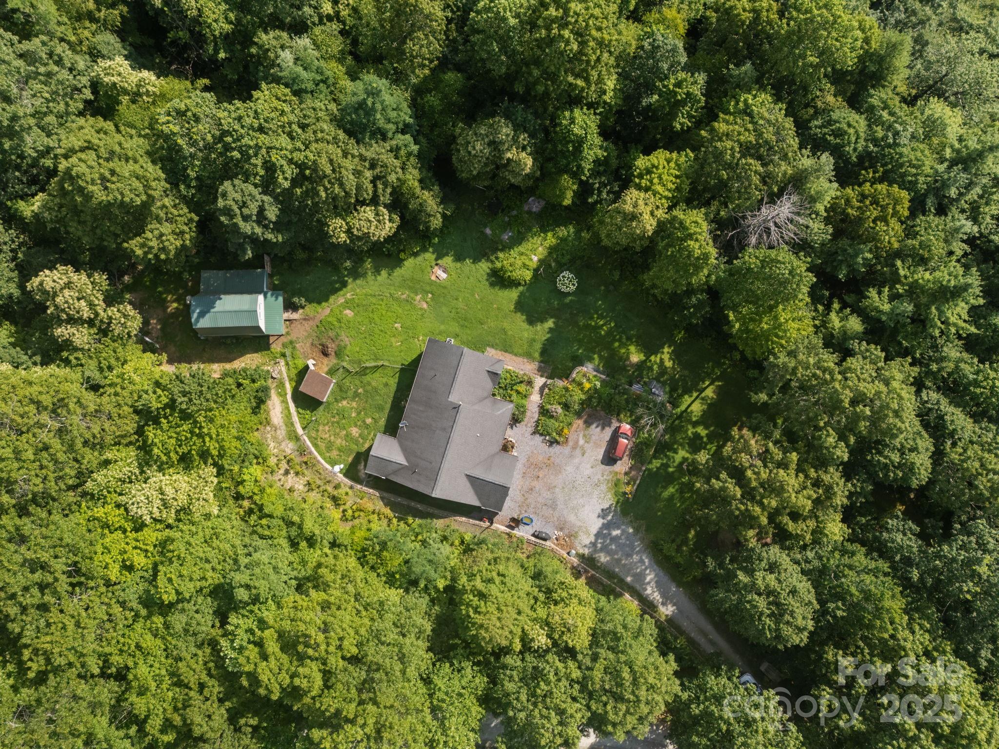 55 Pine Bluff Road Hendersonville, NC 28792 - Photo 37 of 47 an aerial view of a house with a yard and large trees
