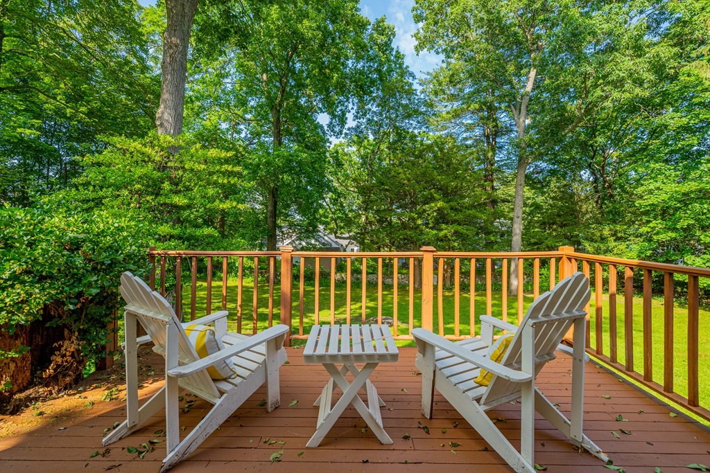 97 Blake Road Lexington, MA 02420 - Photo 26 of 42 a view of a chair and table on the deck