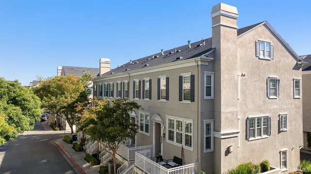 a front view of a multi story building