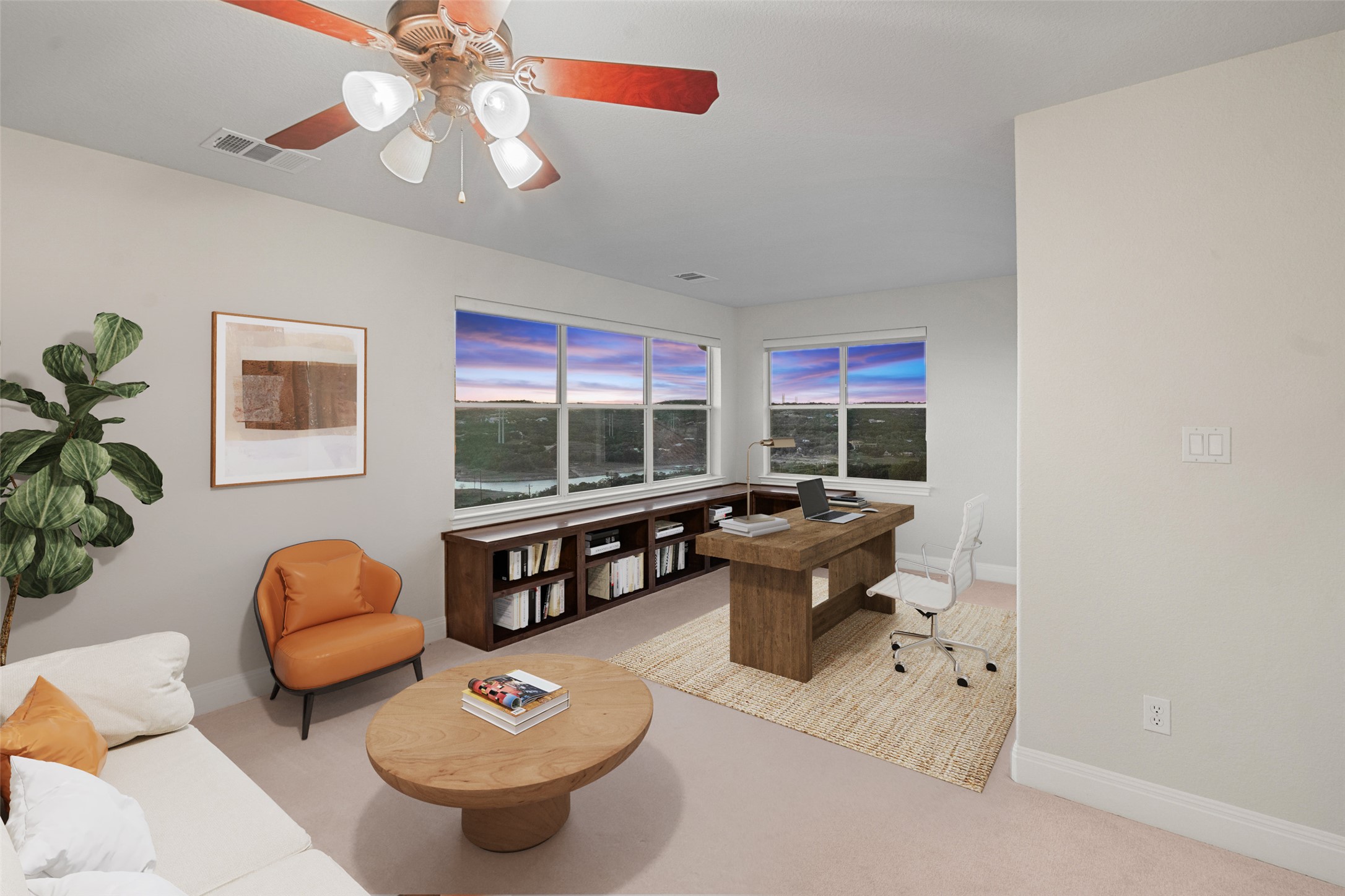 2906 Lakehurst Road Spicewood, TX 78669 - Photo 29 of 40 a living room with furniture a window and a lamp