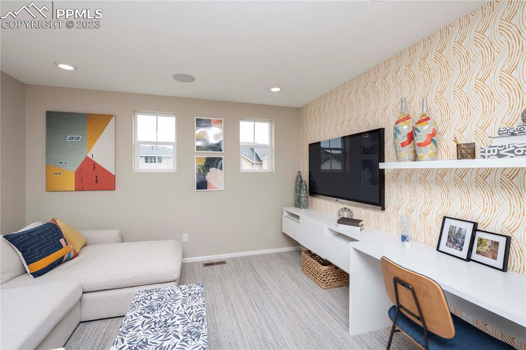 631 Felicity Loop Castle Rock, CO 80109 - Photo 20 of 33 a living room with furniture and a flat screen tv