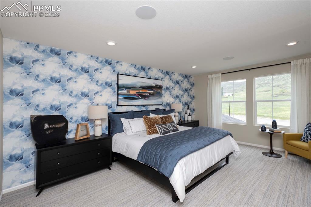 631 Felicity Loop Castle Rock, CO 80109 - Photo 21 of 33 a bedroom with a bed and wooden floor