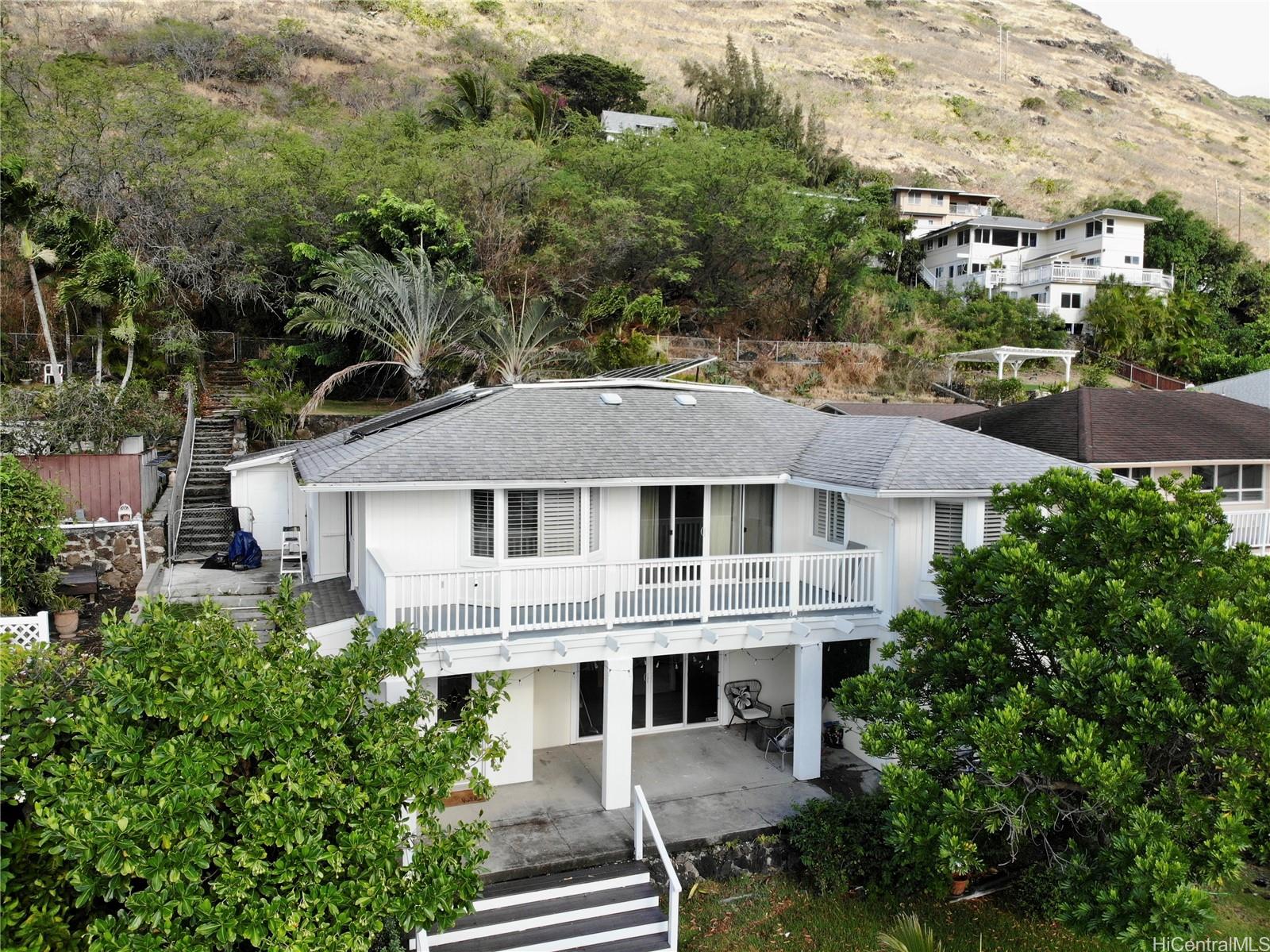 an aerial view of a house