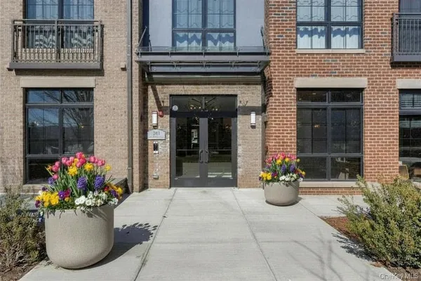 a view of a street sign of a building