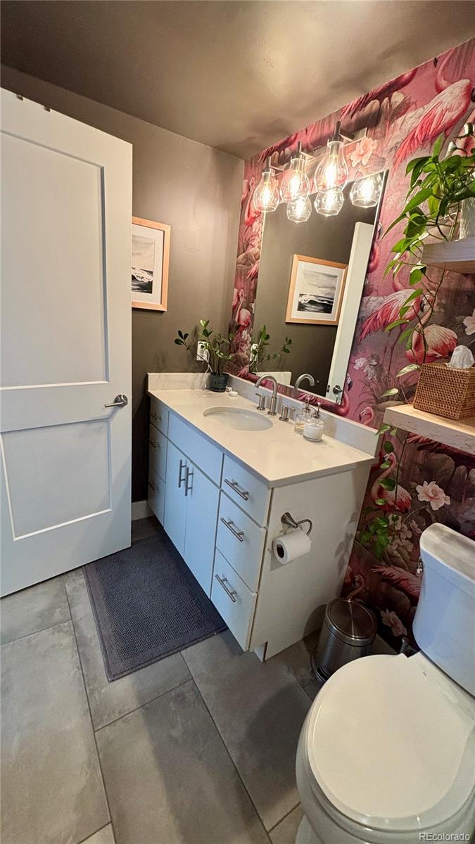116 Old Stage Road, Unit B Salida, CO 81201 - Photo 11 of 20 a bathroom with a sink vanity mirror and toilet
