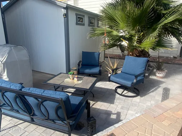 a outdoor space with furniture