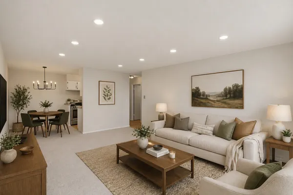a living room with furniture and a couch