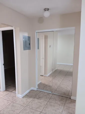 an empty room with closet