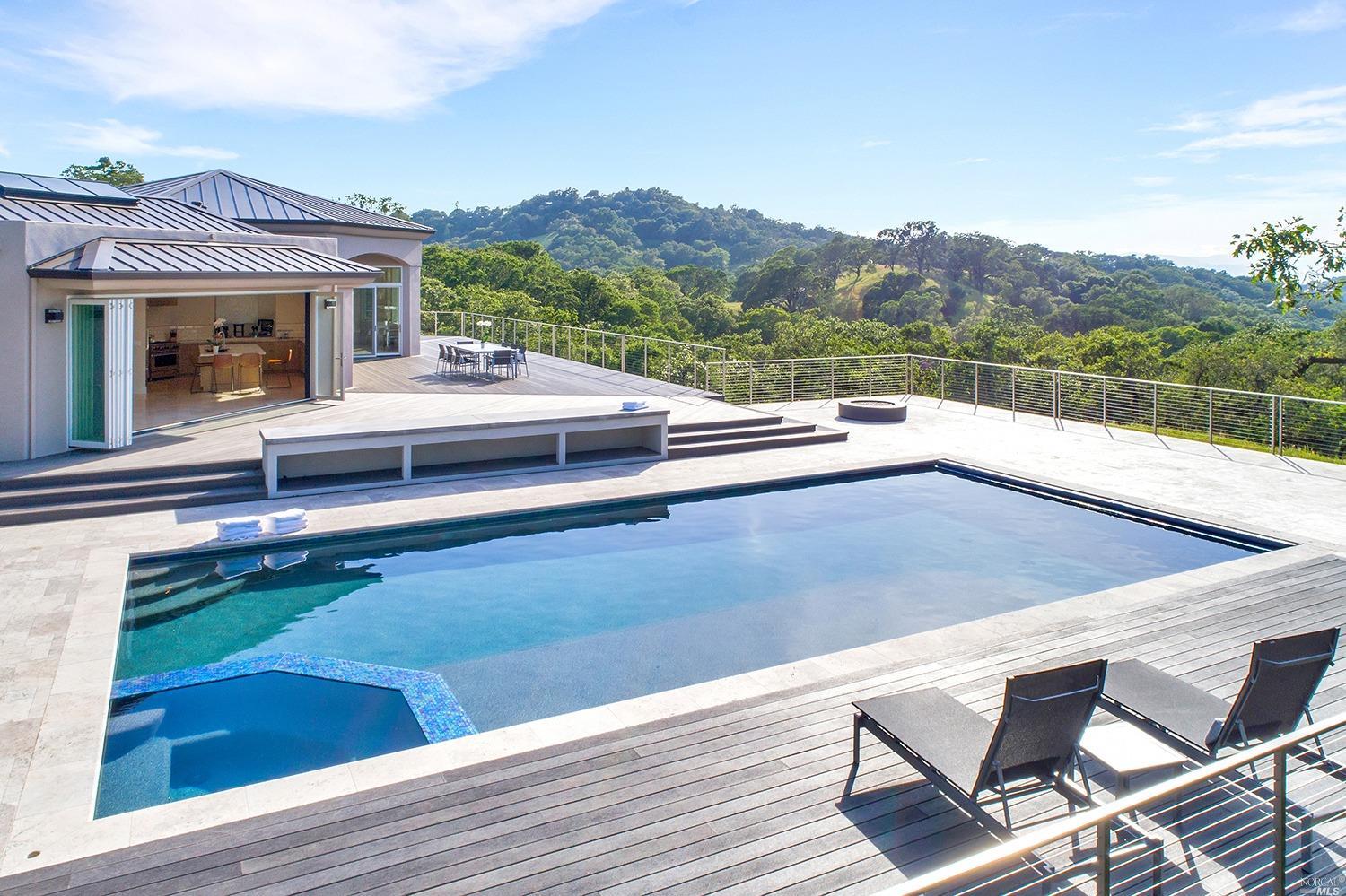 a view of a terrace with mountain view