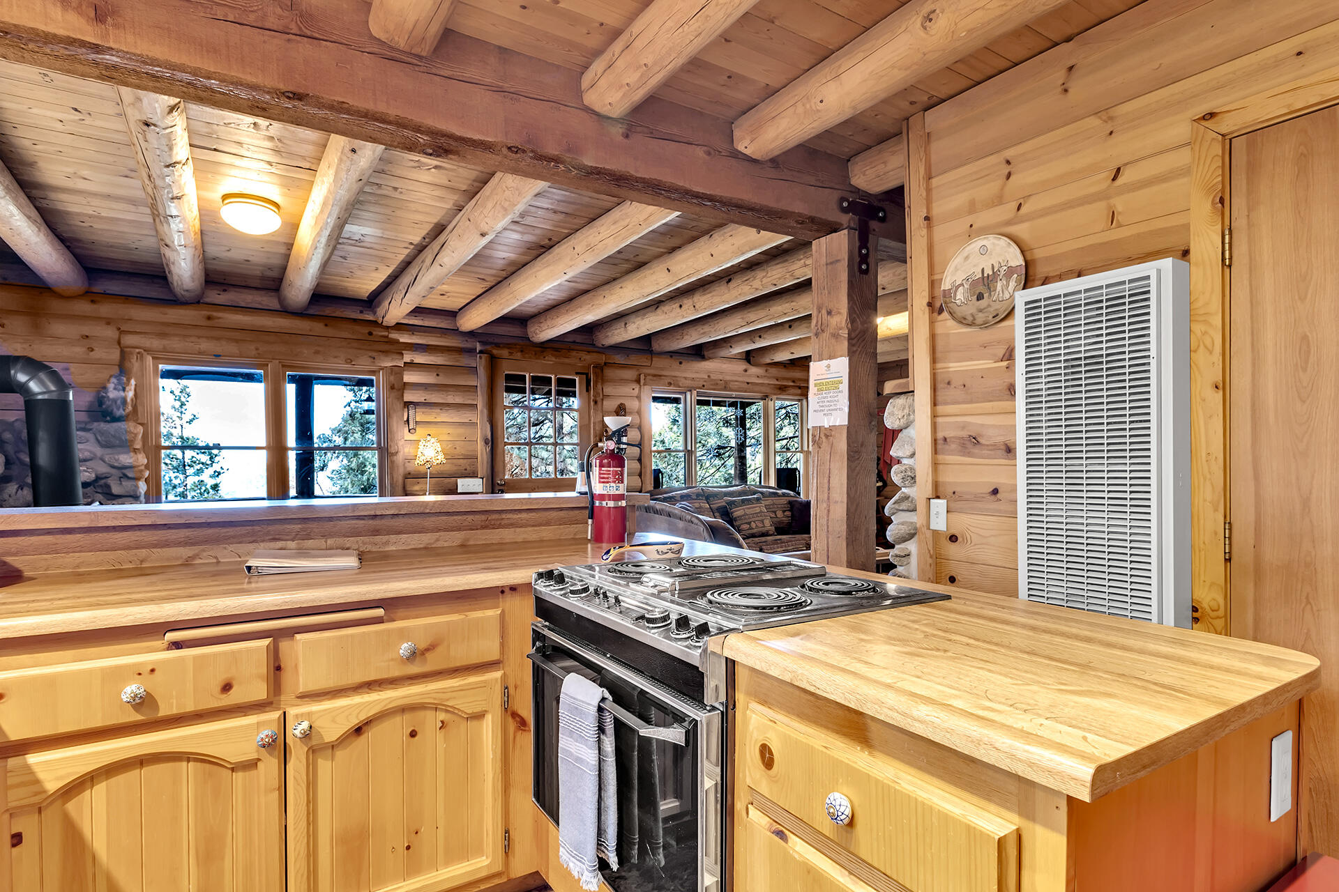 25121 Pine Cove Road Idyllwild, CA 92549 - Photo 14 of 65 a kitchen that has a sink and a stove
