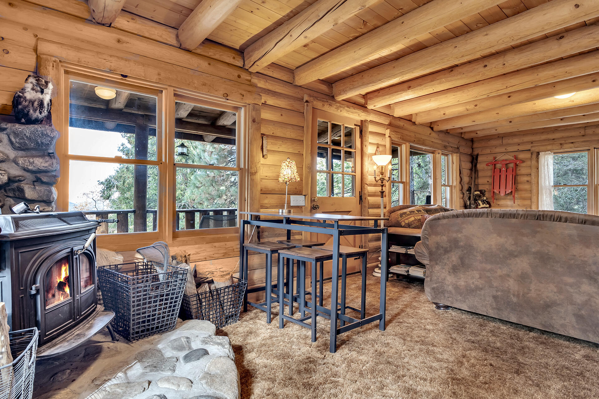 25121 Pine Cove Road Idyllwild, CA 92549 - Photo 19 of 65 a outdoor space with lots of chairs and a shower