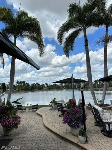 a view of a terrace with sitting area