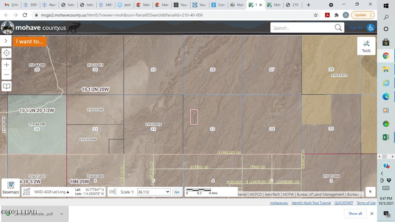 2 Off Of Polaris Road Golden Valley, AZ 86413 - Photo 8 of 10 20 Acre Property parcel located 1/2 mile north of Polaris Road is highlighted