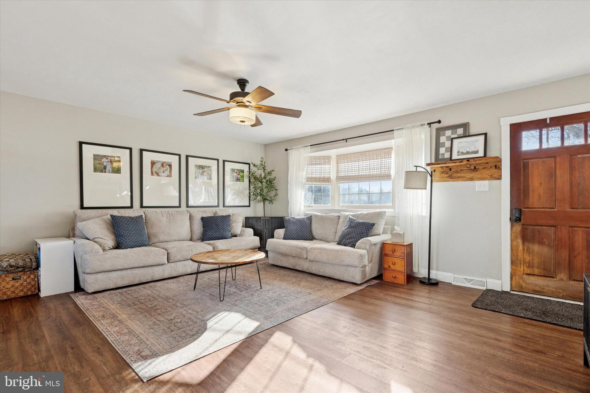Large bay window with plenty of living space