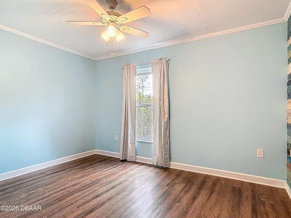 a view of a room with racks on the wall