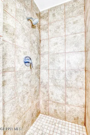a view of bathroom with a sink and shower