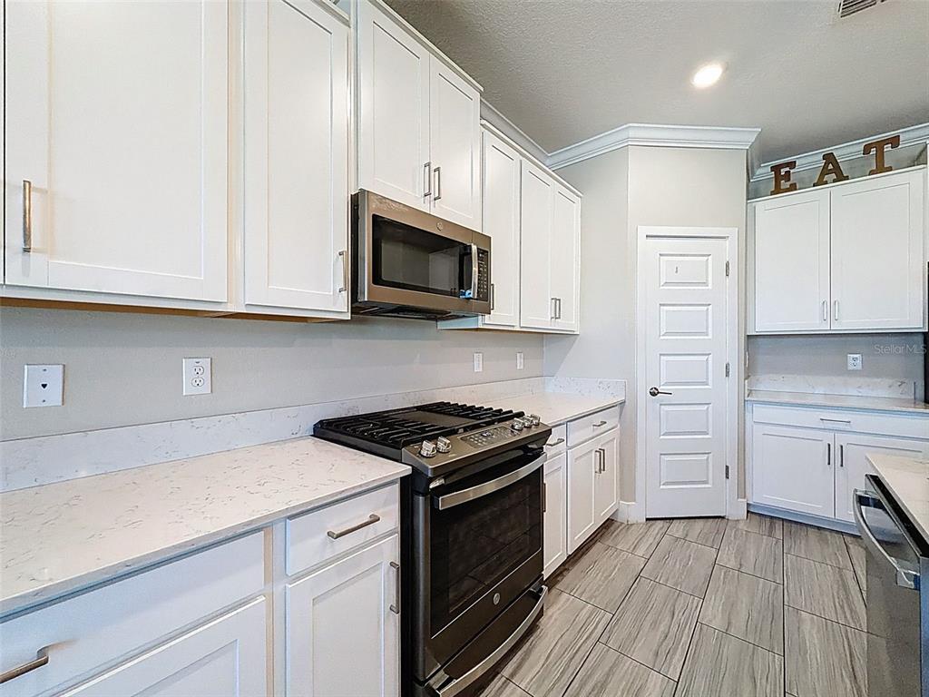 8124 Olympic Stone Circle Trinity, FL 34655 - Photo 20 of 75 a kitchen with granite countertop cabinets stainless steel appliances and wooden floor