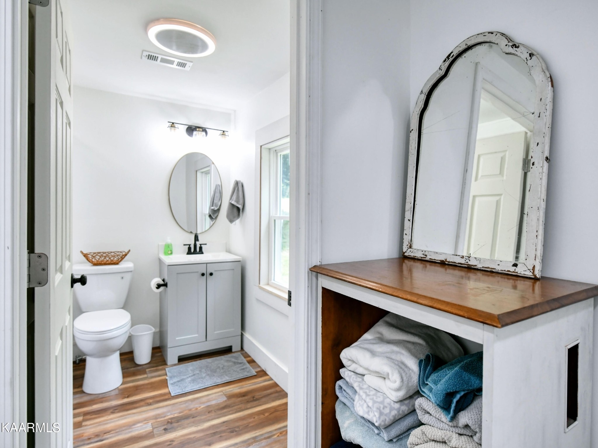 679 Blockhouse Valley Road Clinton, TN 37716 - Photo 28 of 45 a living room with toilet a sink and a mirror