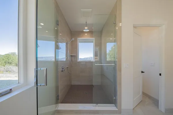 a bathroom with a window