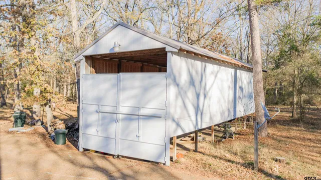 a view of a door with a tree