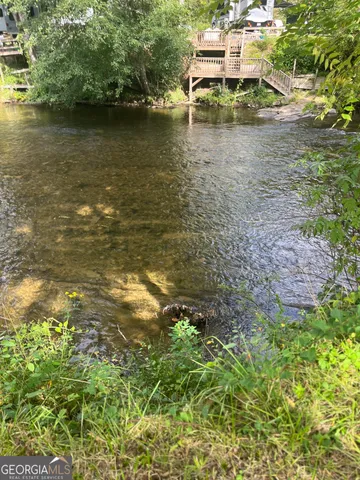 a view of a lake with houses