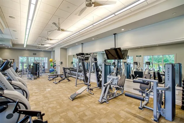 a view of a room with gym equipment