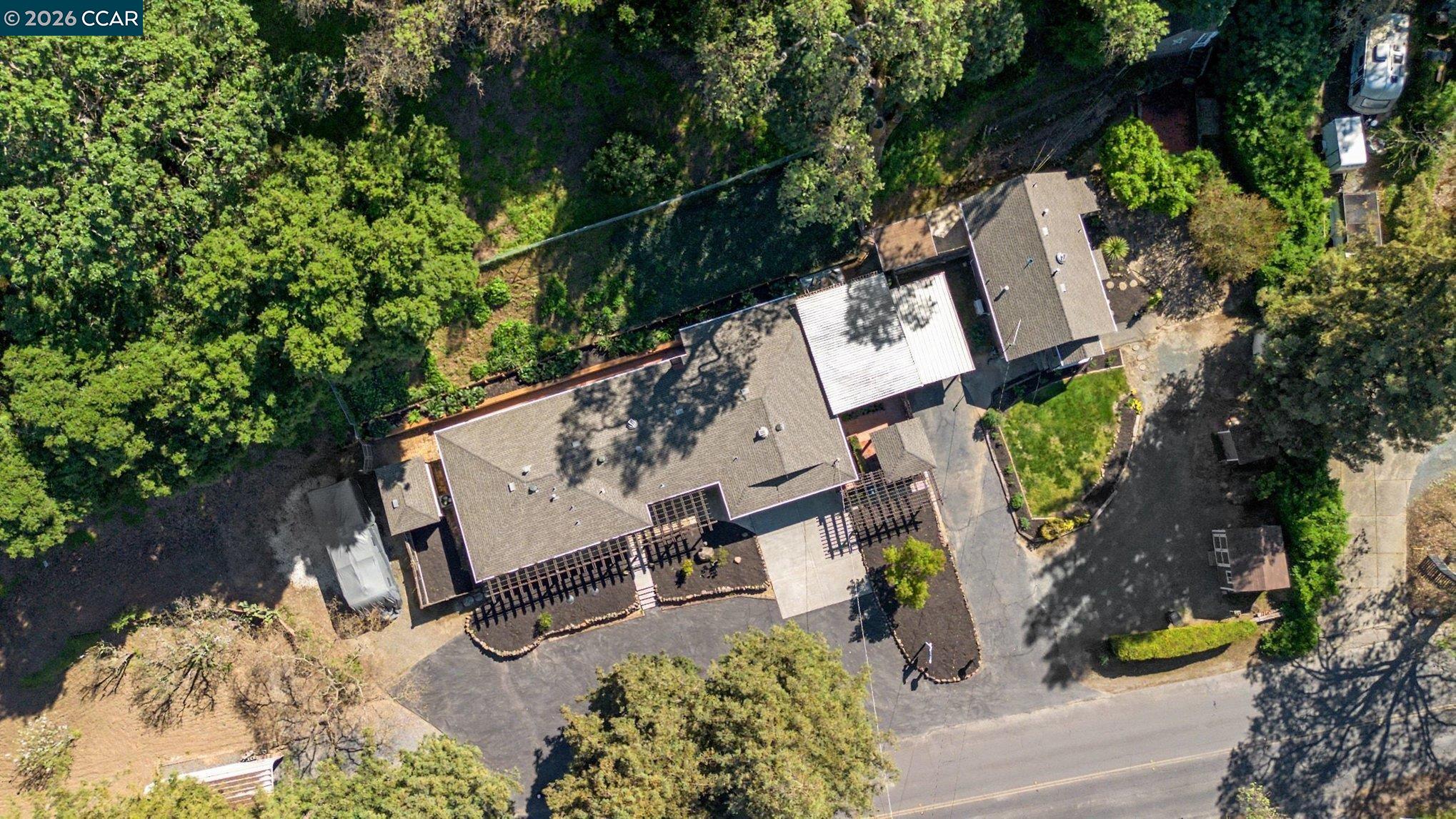 1451 Franklin Canyon Road Martinez, CA 94553 - Photo 5 of 45 an aerial view of a backyard with seating area