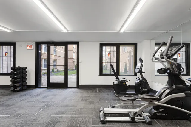 a view of a room with gym equipment