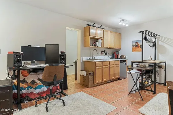 a workspace with furniture
